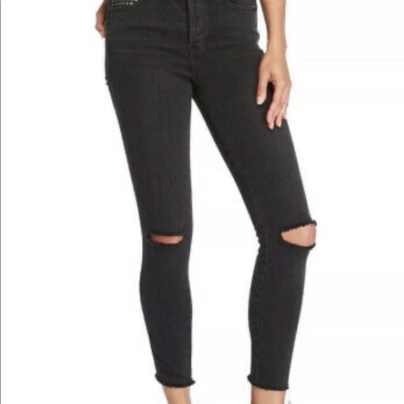 Free People Studded Distressed Black Skinny Jeans - Picture 5 of 6